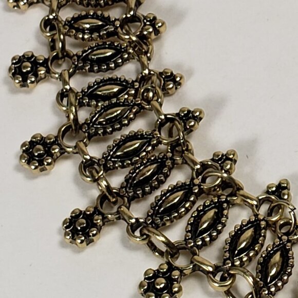 Statement Necklace – Antique Gold Filigree Choker Boho Festival Vintage-Inspired - Picture 7 of 10